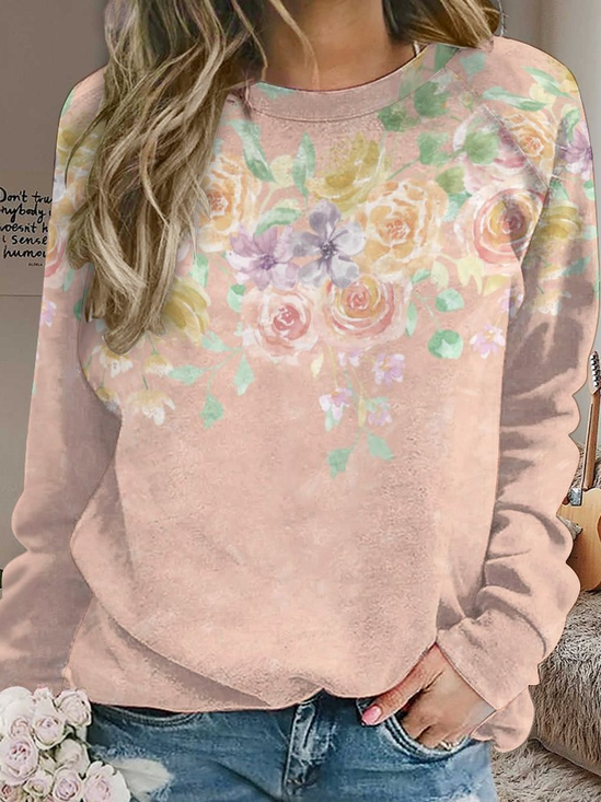Lilicloth X Paula Pink Flower Floral Painting Women's Sweatshirt