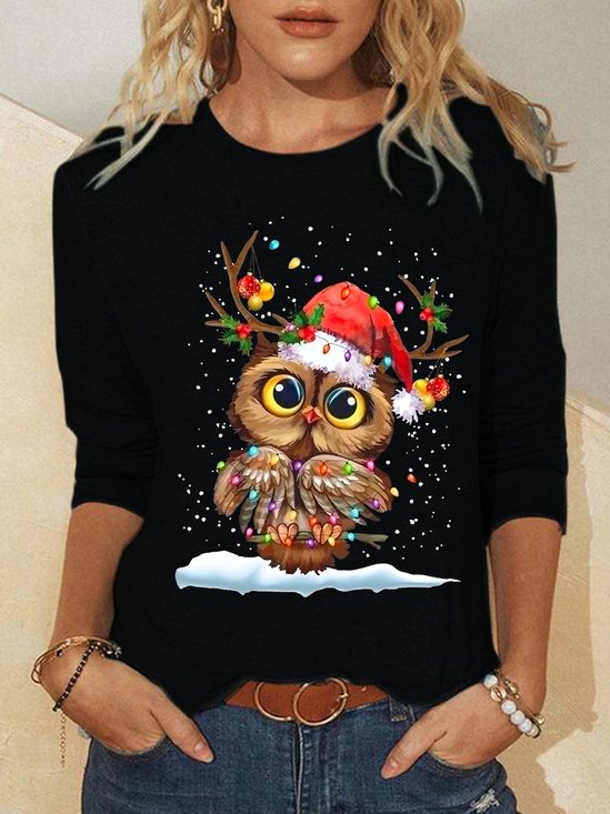 Christmas Owl Women Simple Top