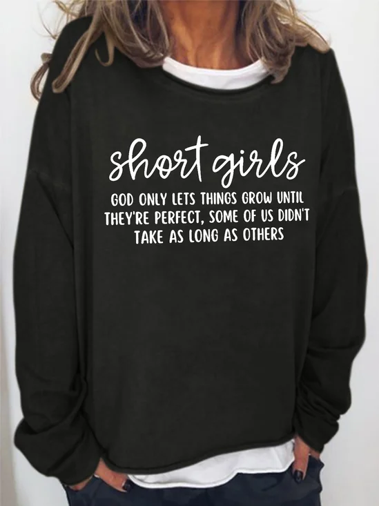 Woem Women's Short Girl God Only Lets Things Grow Until They're Perfect Casual Crew Neck Text Letters Sweatshirt