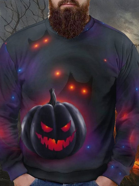 Men's Pumpkin Printing Casual Halloween Sweatshirt