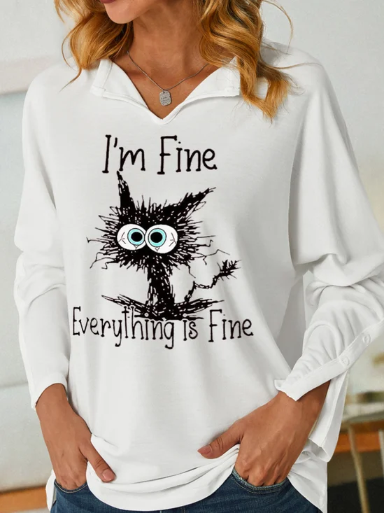 I'm Fine Everything Is Fine With Crazy Cat Women's Sweatshirt