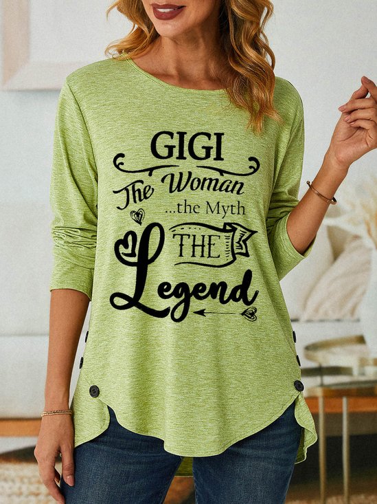Women Gigi Grandma Cotton-Blend Loose Text Letters Top