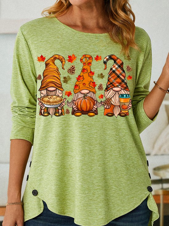 Womens Halloween Gnomes Casual Crew Neck Top