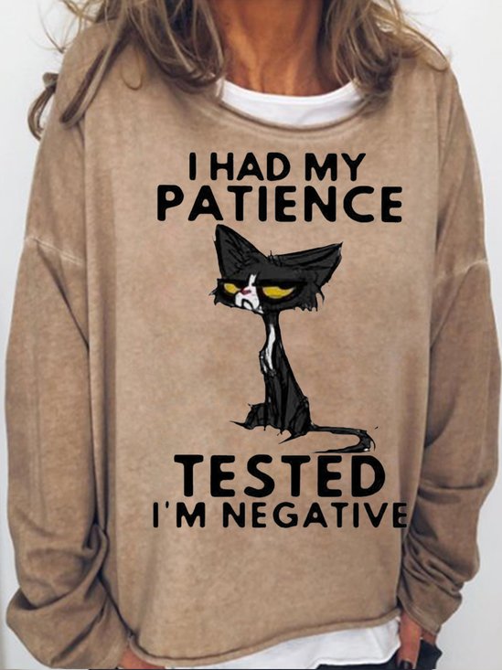 Womens Funny Letter Balck Cat Sweatshirt