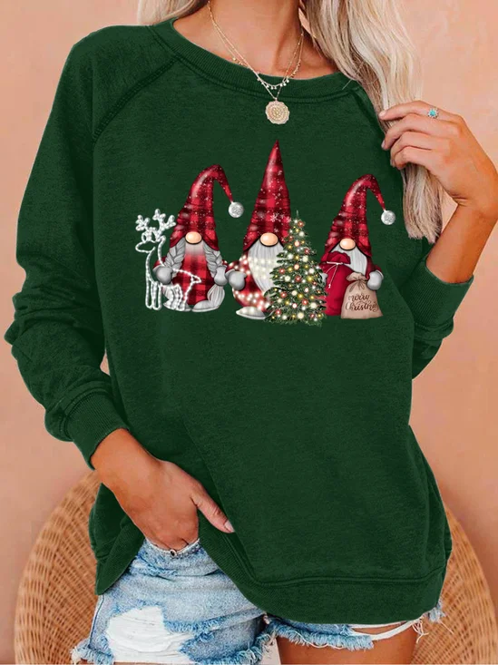 Women's Christmas Gnome Crew Neck Casual Sweatshirt