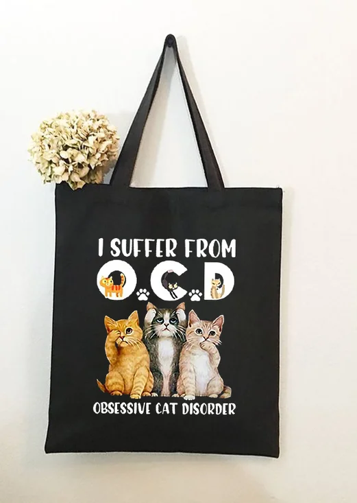 I Suffer From Ocd Obsessive Cat Disorder Animal Graphic Shopping Tote Bag