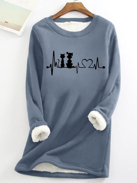 Cat Dog Silhouette Women's Warmth Fleece Sweatshirt