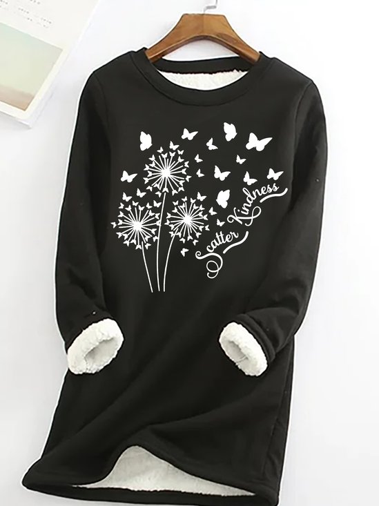 Women‘s Scatter Kindness Dandelion Butterflies Warmth Fleece Sweatshirt