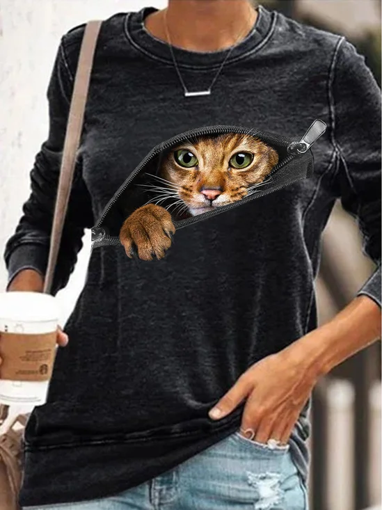 Women's Funny Cat Casual Sweatshirt
