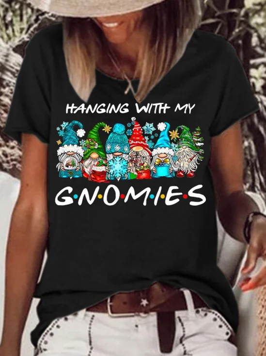 Women's Hanging With My Gnomies Christmas Shirt Gnome Christmas T-Shirt