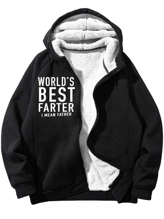 Men’s World’s Best Farter I Mean Father Casual Hoodie Text Letters Sweatshirt
