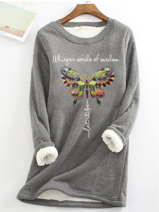 Women's Butterfly Printed Graphic Simple Crew Neck Sweatshirt