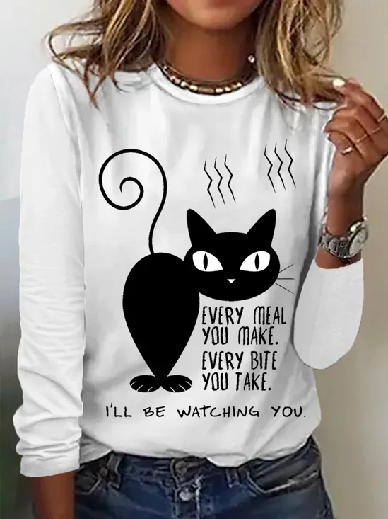 Women’s Black Cat Every Meal You Make Every Bite You Take I'll Be Watching You Long Sleeve Top