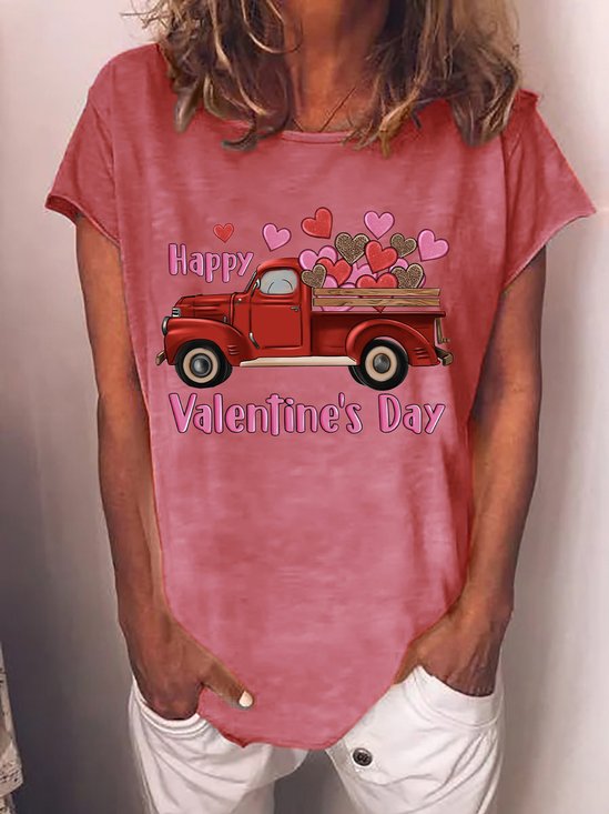 Valentines Day Gift Happy Valentine's Day Truck Hearts Women's T-Shirt
