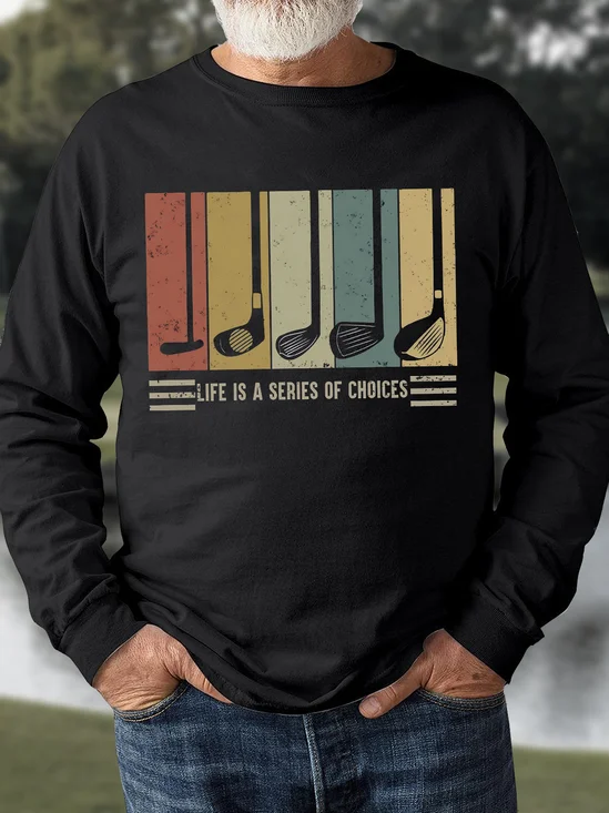 Men's Life Is Series Of Choices Funny Graphic Print Loose Vintage Sweatshirt