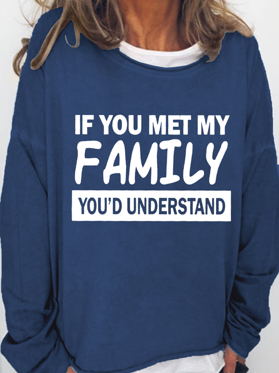 Women’s Funny Family Crew Neck Simple Sweatshirt