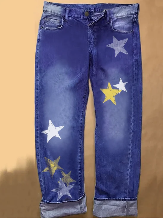 Star Denim Printed Jeans