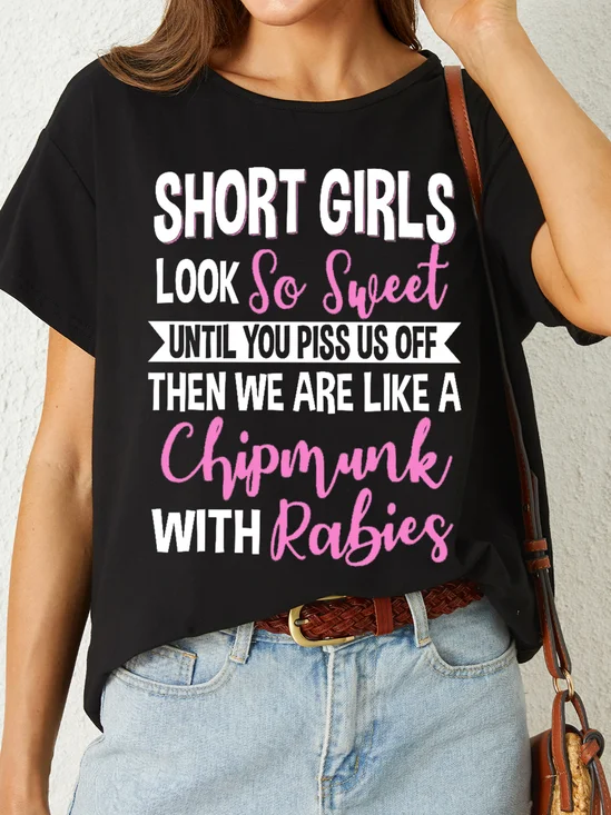 Women's Funny Word Short Girls look So Sweet Until You Piss Us Off Loose T-Shirt
