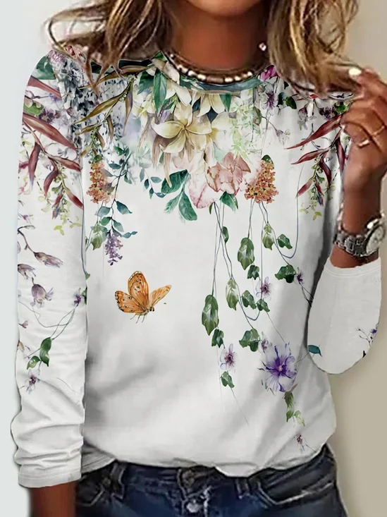 Women's Art Print Crew Neck Regular Fit Casual Shirt