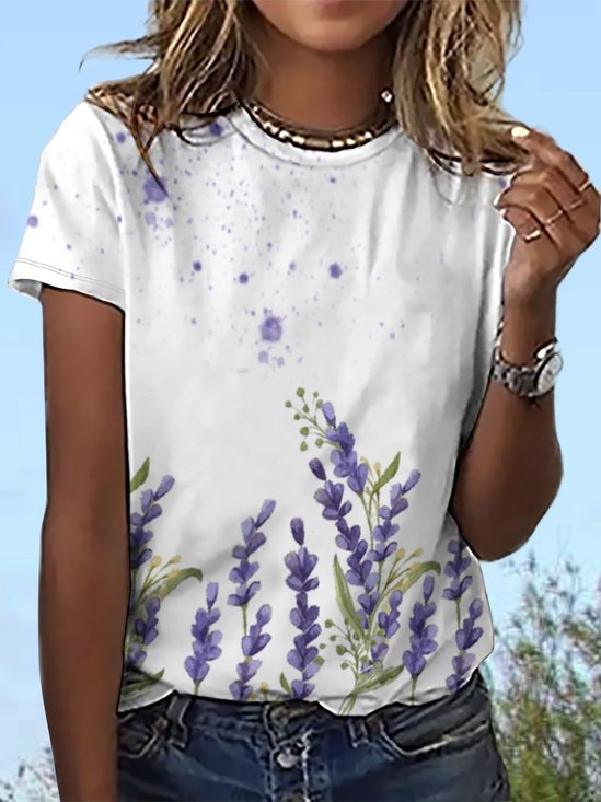Lilicloth x Iqs Plant Floral Women's Crew Neck Casual T-Shirt