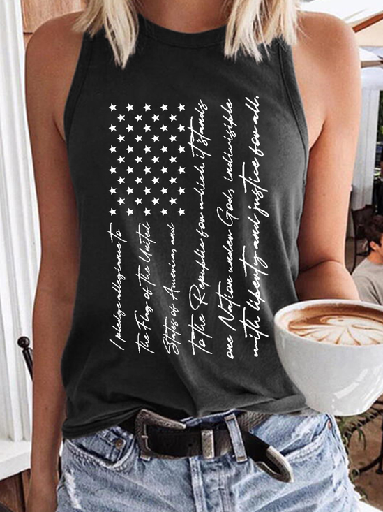 Women‘s America Flag 4Th Of July Flag Cotton-Blend Casual Tank Top
