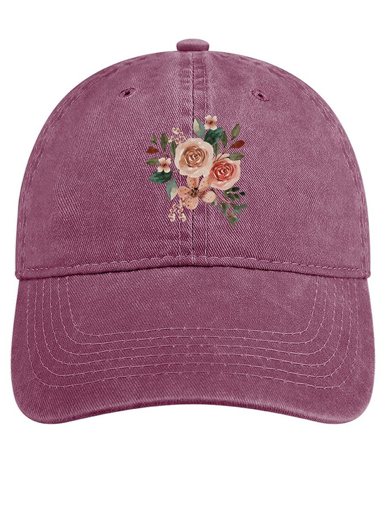 Women's Floral Adjustable Denim Hat