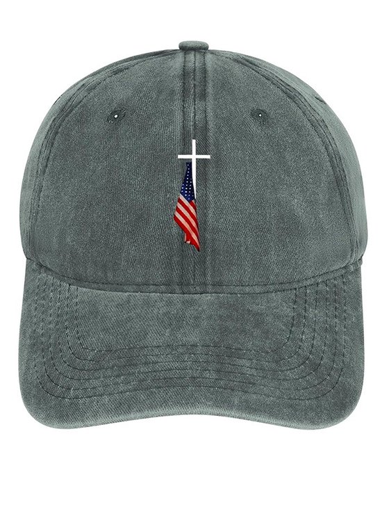 Men's /Women's Funny The Holy Cross Of The National Flag Graphic Printing Regular Fit Adjustable Denim Hat