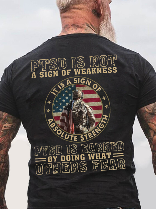 Men's PTSD Is Not A Sign Of Weakness Casual Crew Neck Cotton T-Shirt