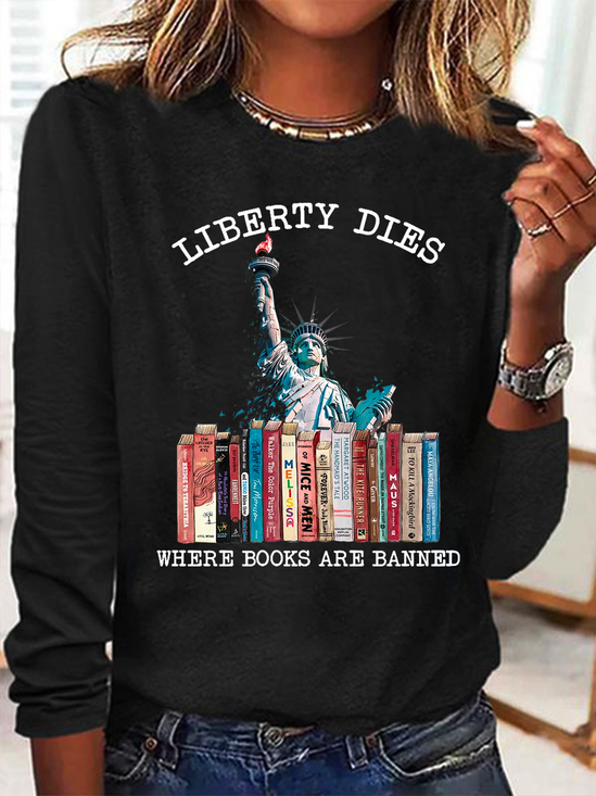 Liberty Dies Where Books Are Banned Book Lovers Casual Cotton-Blend Shirt