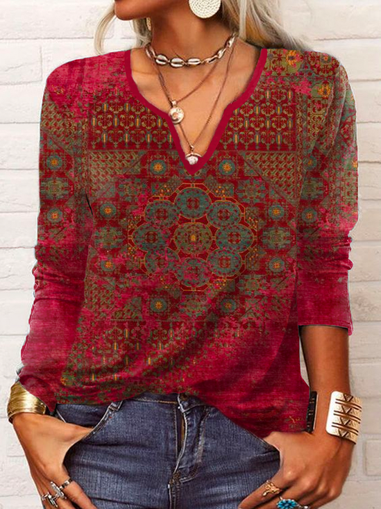 Ethnic Jersey Casual Loose T-Shirt