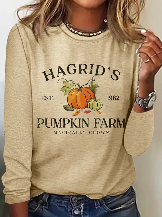 Hagrid's Pumpkin Patch Crew Neck Casual Long Sleeve Shirt