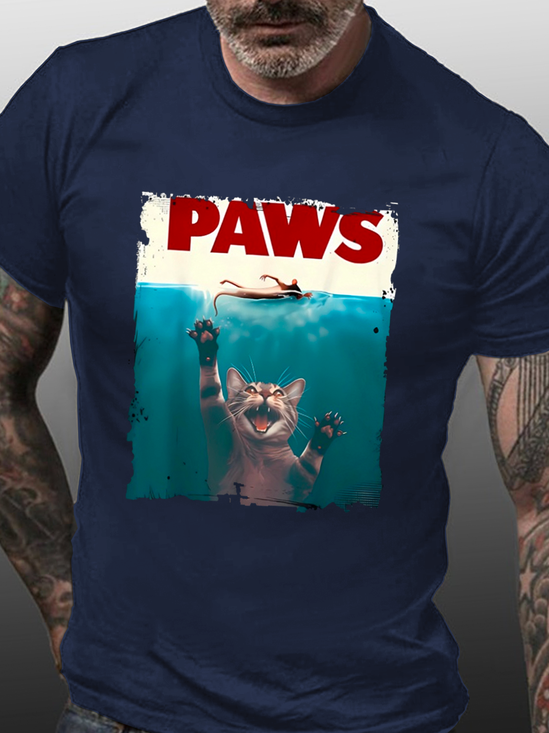 Cotton Paws Kitten Crew Neck Text Letters Casual T-Shirt