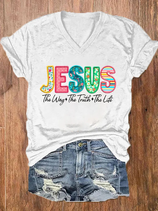 Women's Jesus The Way The Truth The Life Printed Casual Regular Fit T-Shirt