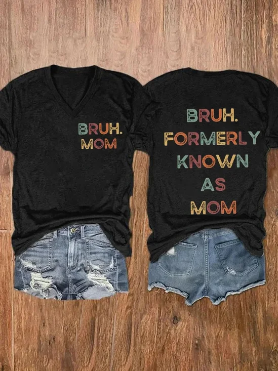 Women'S Bruh Mom Print Casual T-Shirt