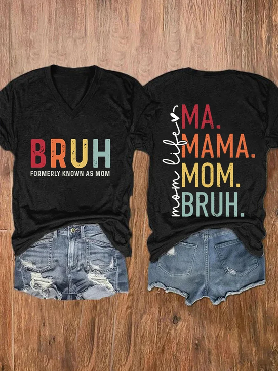 Women'S Bruh Formerly Known As Mom Print Casual T-Shirt