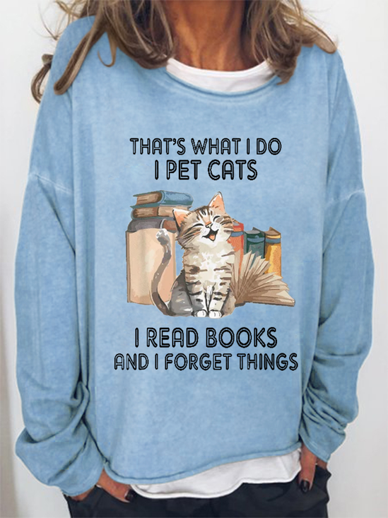 Women's That's What I Do Cat Graphic Letter Sweatshirt