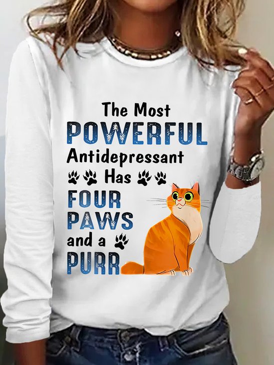 The Most Powerful Antidepressant Has Four Paws And A Purr Long Sleeve Shirt