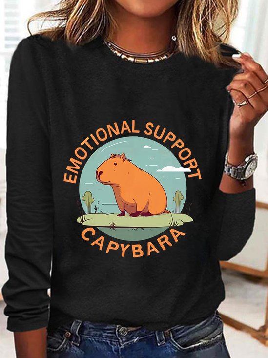 Emotionnal Support Capybara Long Sleeve Shirt