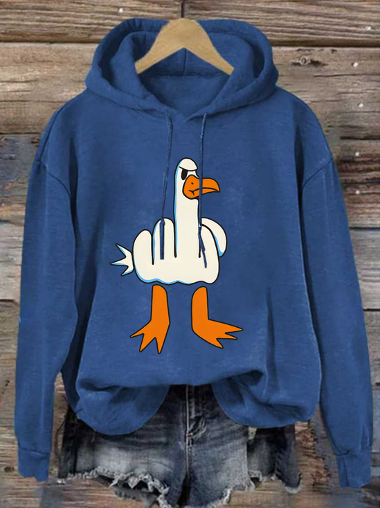 Funny Big White Goose Funny Cotton-Blend Animal Casual Hoodie