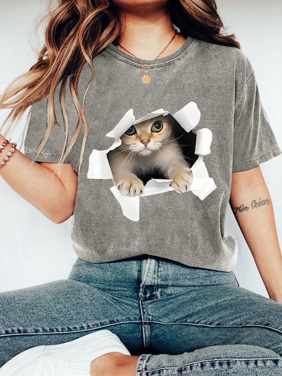 3D Cat Vintage Distressed Shirt