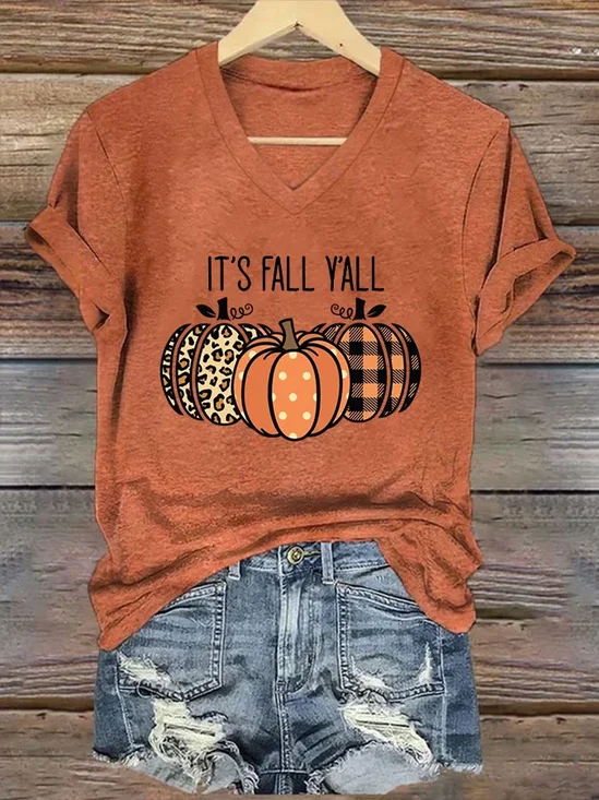 Women's It's Fall Yall Pumpkin Print T-Shirt