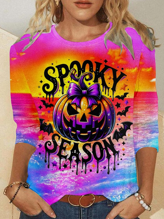 Spooky Season Print Regular Fit Casual 3D Printing Long Sleeve Shirt