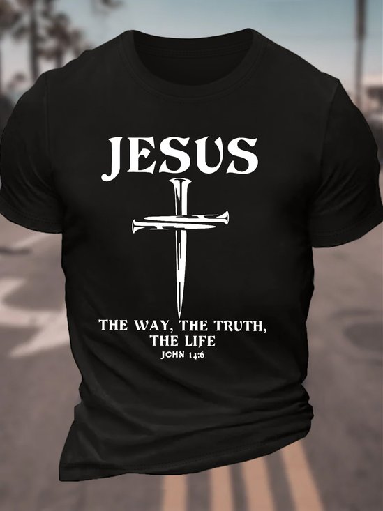 Jesus The Way, The Truth The Life Men's Cotton T-Shirt
