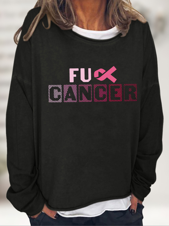 Breast Cancer Awareness Crew Neck Casual Sweatshirt