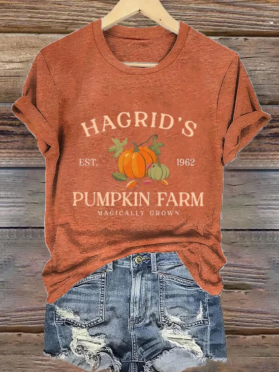 Women's Hagrid'S Pumpkin Patch Print Casual Loose T-Shirt