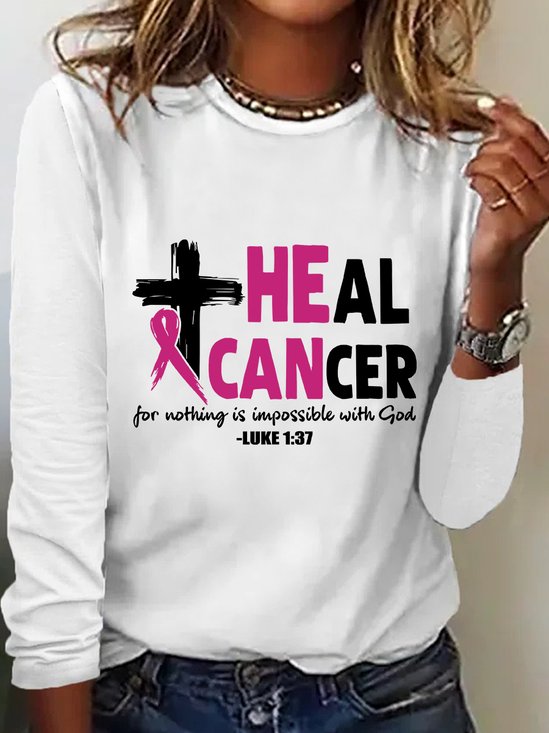 Heal Cancer  Breast Cancer Awareness Month Long Sleeve Shirt