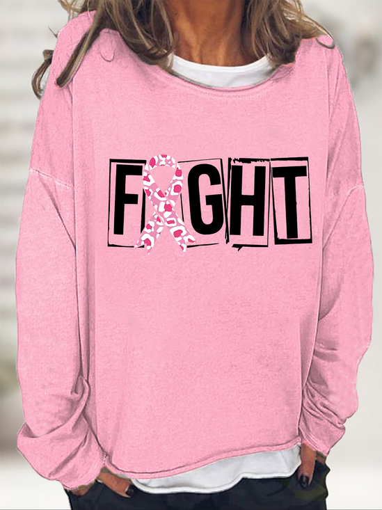 Breast Cancer Fight Cancer Crew Neck Casual Sweatshirt