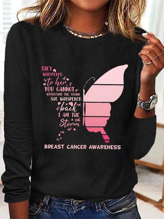 Butterfly Breast Cancer Long Sleeve Shirt