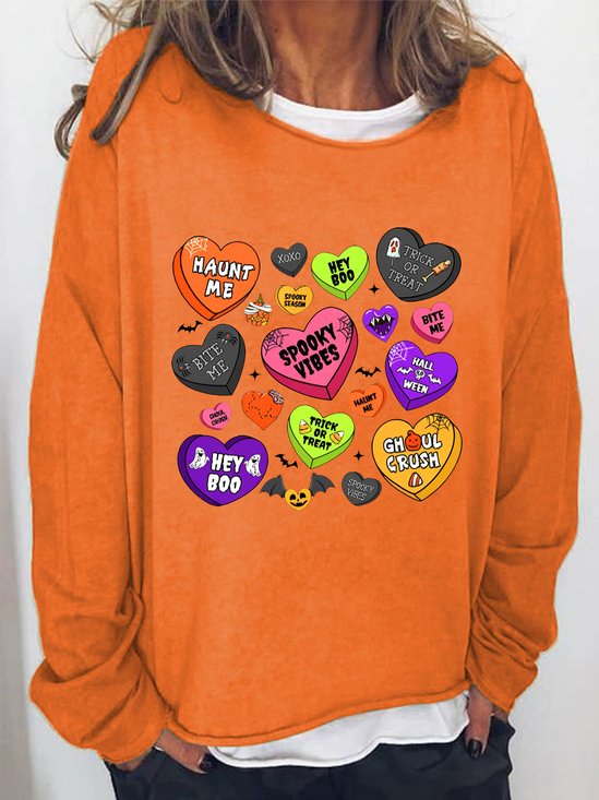 Candy Hearts Halloween Casual Sweatshirt