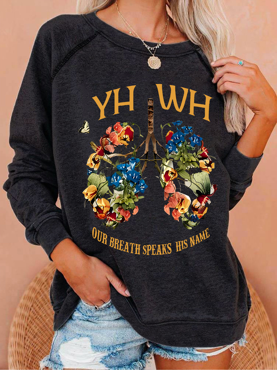 YHWH Our Breath Speaks His Name Chrsitian Casual Crew Neck Sweatshirt